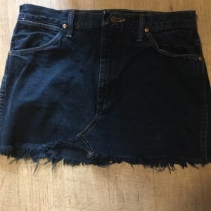 Black denim skirt